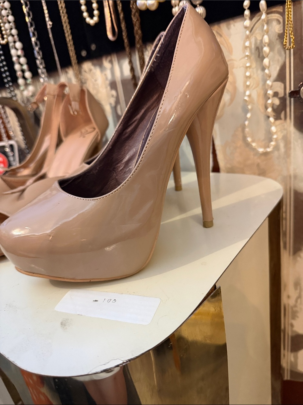 Glossy Nude High Heel Pumps - Unbranded